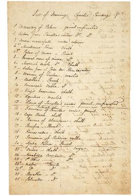 [Listagem dos desenhos elaborados por Charles Landseer durante a missão diplomática ao Brasil]