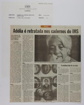 Adélia É  retratada nos Cadernos do IMS