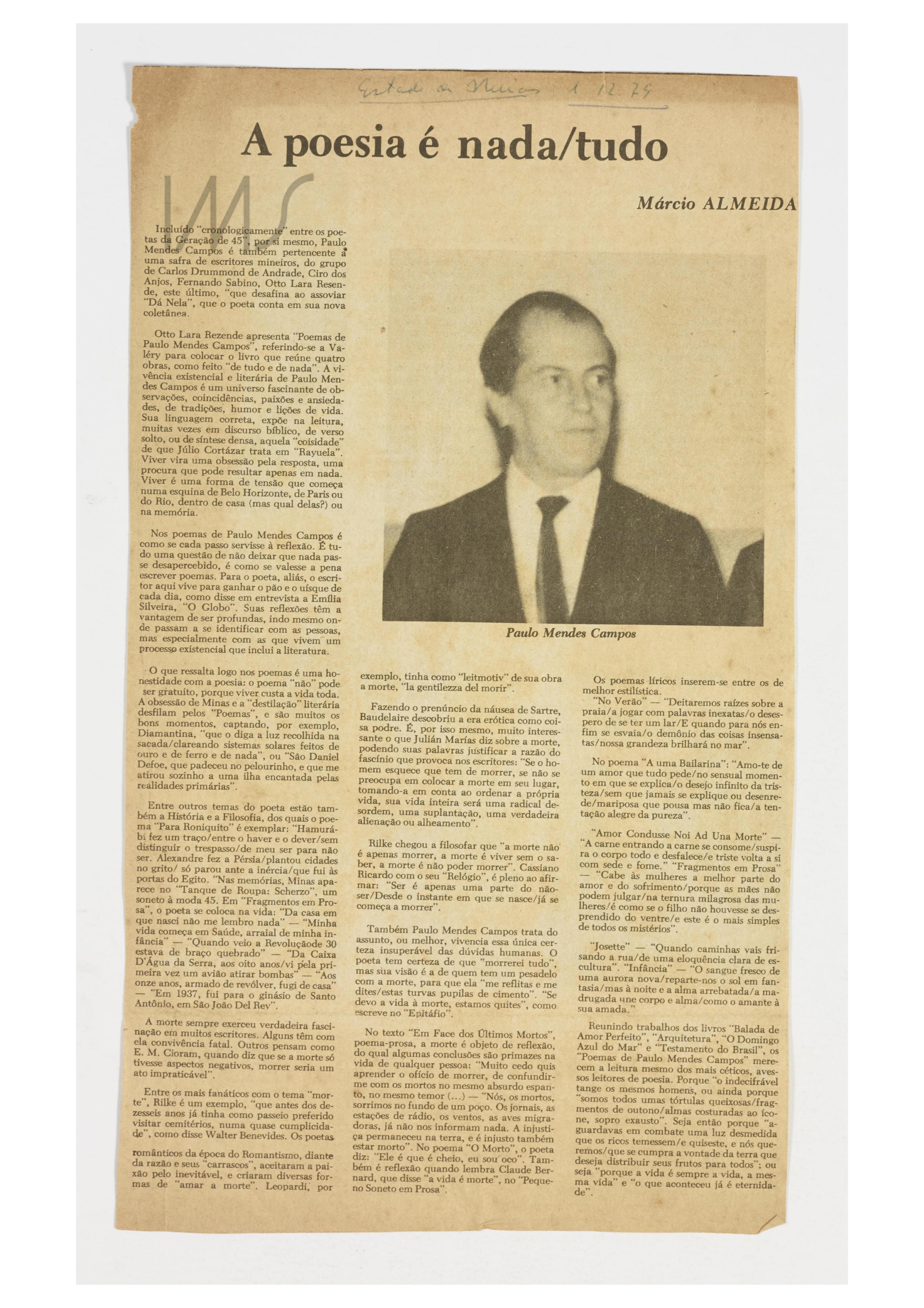 A poesia é nada/tudo