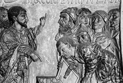 Parábola do rico avarento, detalhe de púlpito