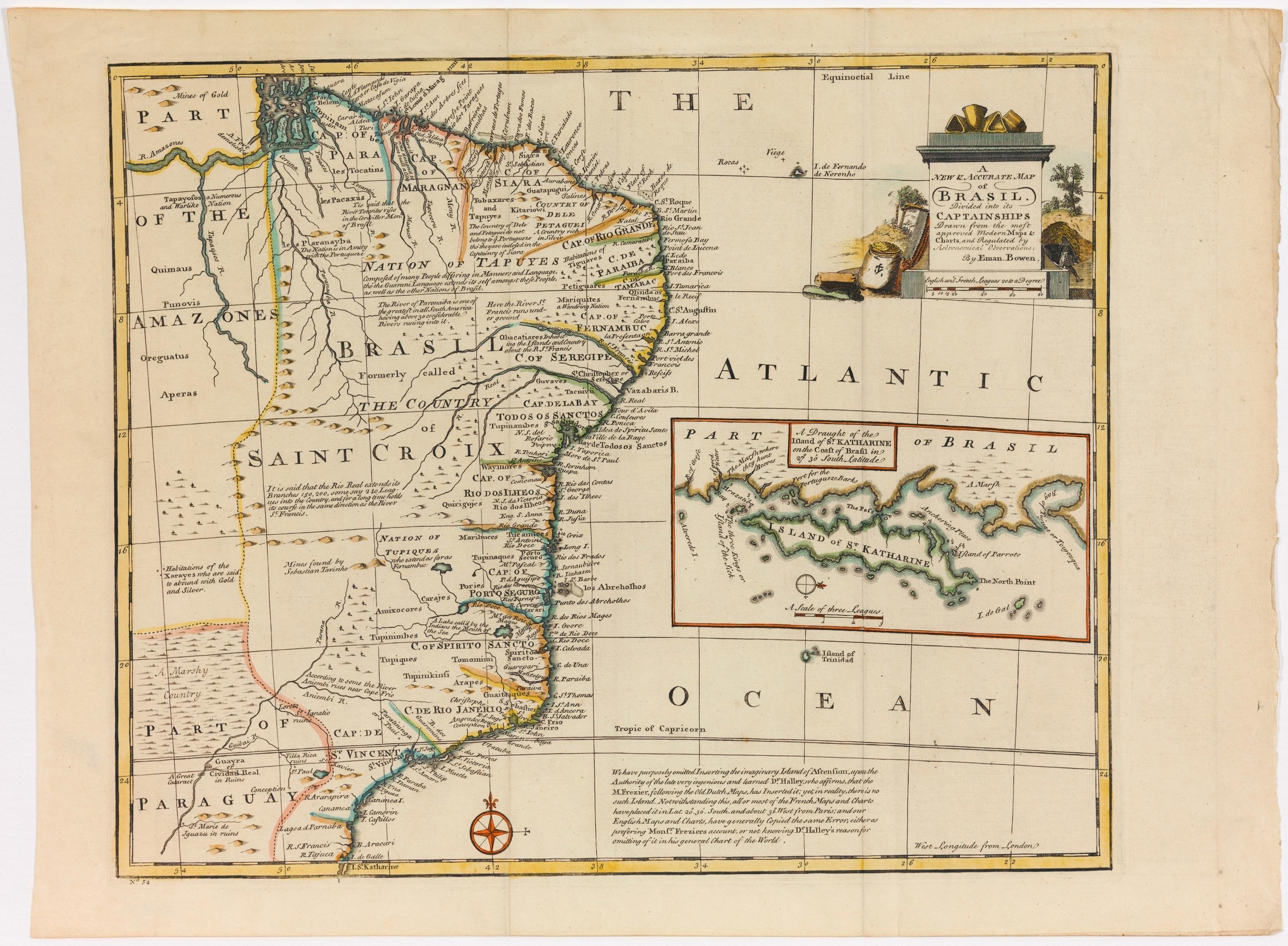 A New and Accurate Map of Brasil. Divided into its Captainships