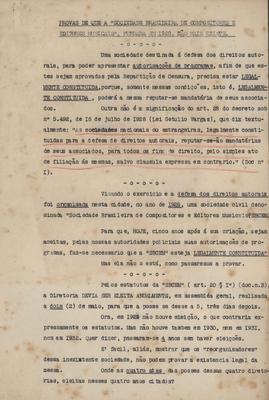 Dossiê "Provas de que a "Sociedade Brasileira de Compositores e Editores Musicais", fundada em 1928, não mais existe".