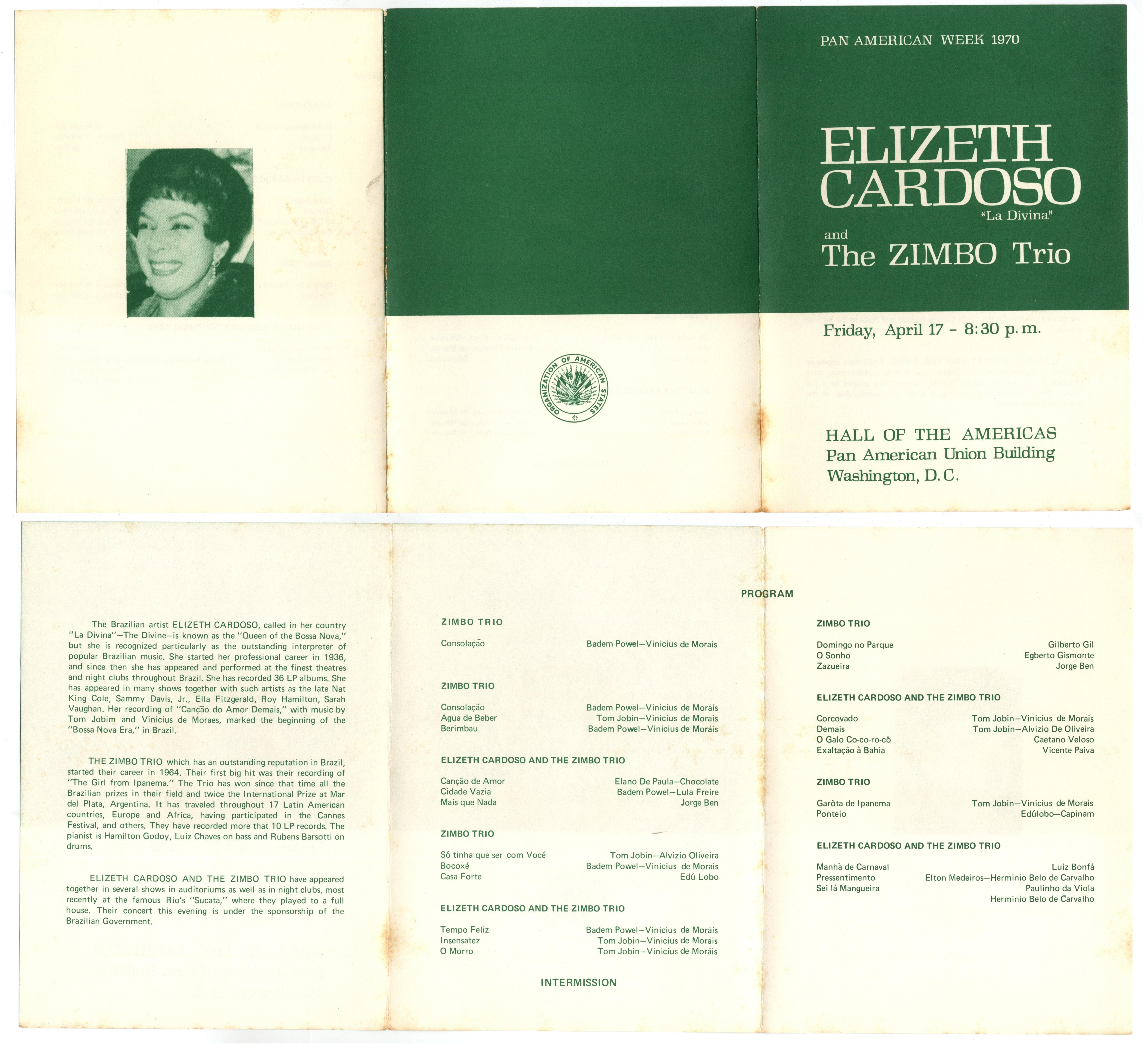 Pan Amarican Week 1970 - Elizeth Cardoso "La Divina" and Zimbo Trio