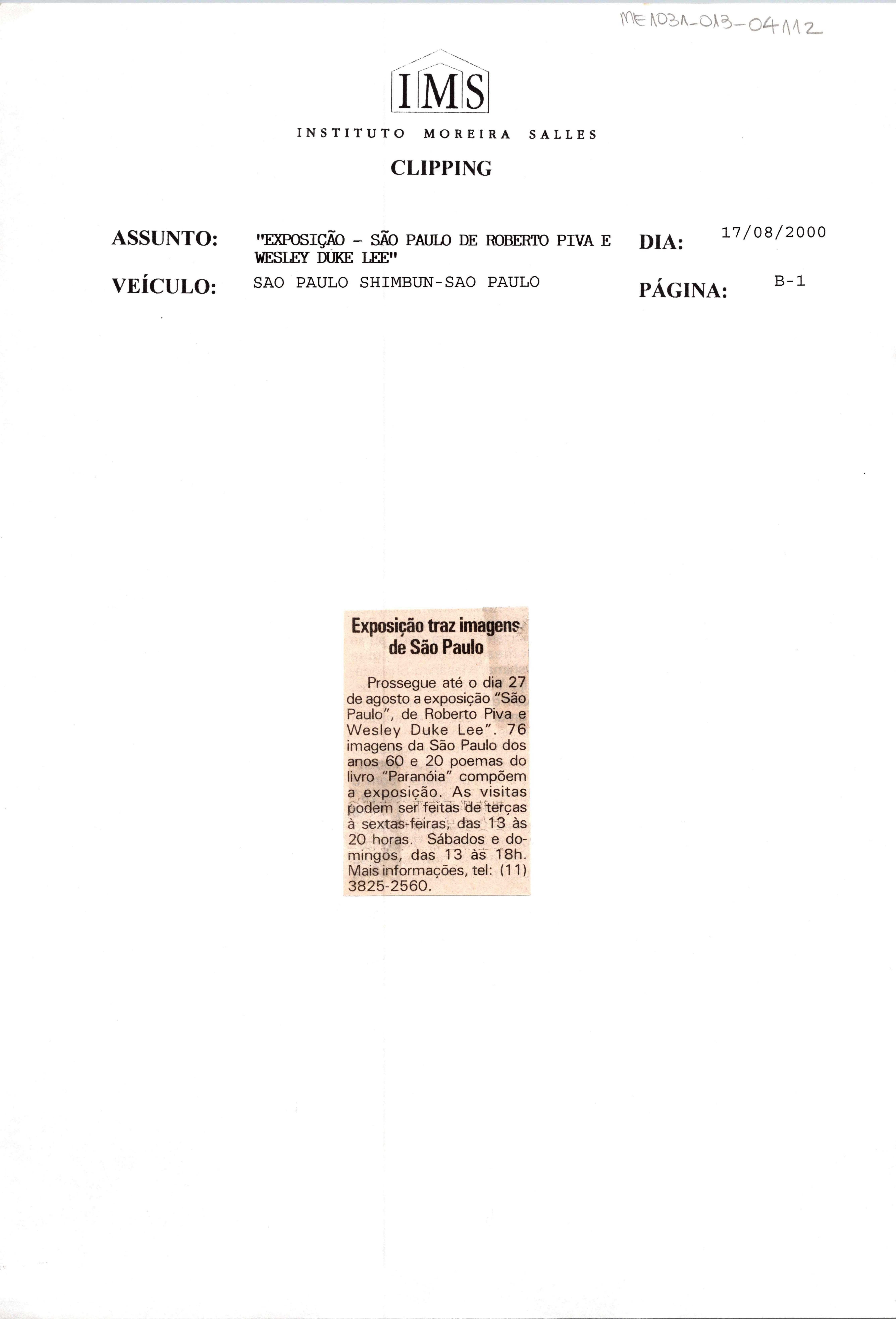 Exposição traz imagens de São Paulo