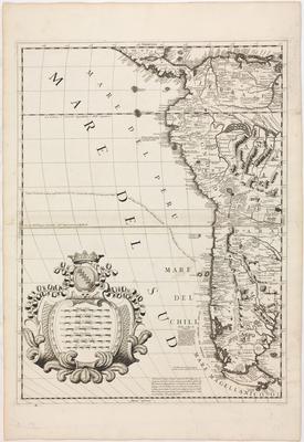 America Meridionale Auttore Il P.M. Coronelli M.C. Cosmografo della Serenissima Repub. Di Venetia  Dedicata all' Ill, et Ecc. Sig; Il Sign. Pietro Foscarini [folha esquerda]