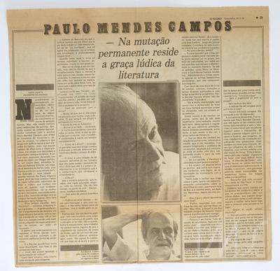 Paulo Mendes Campos - Na mutação permanente reside a graça lúdica da literatura