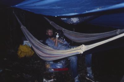 David Pennington no acampamento. Expedição Pico da Neblina