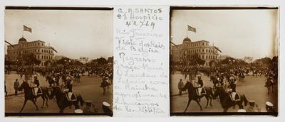 Regresso dos reis belgas, chegada da rainha à Praça Mauá