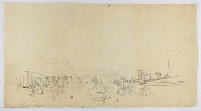 Halto da monção do Sr. Langsdorff e de huma monção Imperial n'huma praia do Rio Paraguay