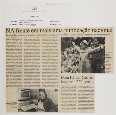 Na frente em mais uma publicação nacional: Raquel de Queiroz, primeira roman-;cista brasileira a fazer grande sucesso, é também a primeira a ter uma edição dos ;Cadernos de Literatura