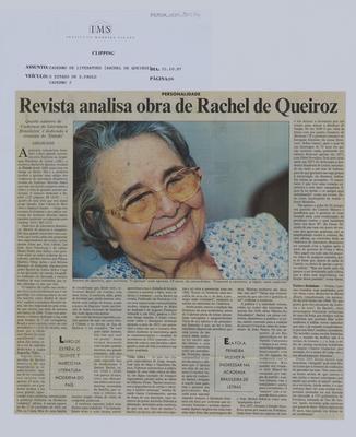 Revista analisa obra de Raquel de Queiroz: Quatro números de 'Cadernos de Li-;teratura Brasileira' é dedicado à cronista do Estado