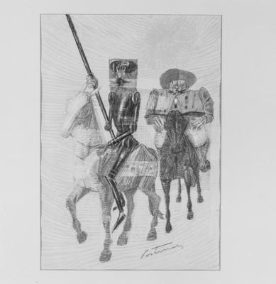 Série Dom Quixote de Cândido Portinari - Dom Quixote e Sancho Pança saindo para suas aventuras.