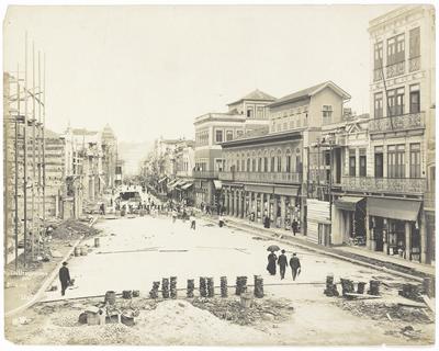 Rua da Uruguaiana - obras de calçamento
