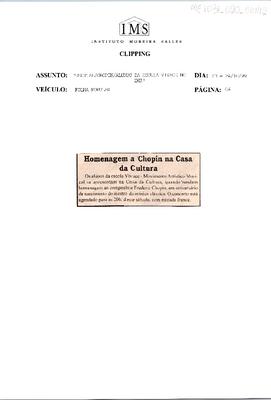 Homenagem a Chopin na Casa da Cultura