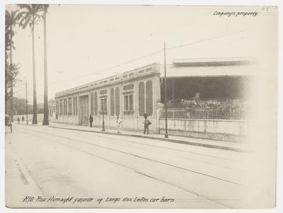 Garagem e estação dos bondes da Rua Humaitá (atual Cobal do Humaitá); vista da Rua Humaitá