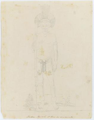 Indígena Apiacá [Apiaká] e todos os seus ornamentos.