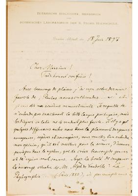 [Carta do Prof. Dr. C.G. Oscar Drude a João Barbosa Rodrigues,  escrita de Dresden-Altstadt em 18 de junho de 1897]
