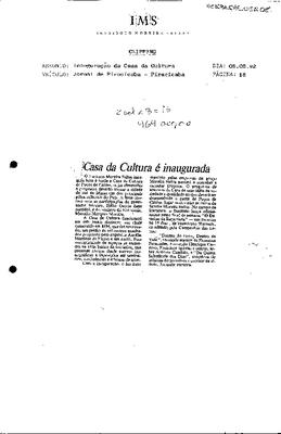 Casa da Cultura é inaugurada