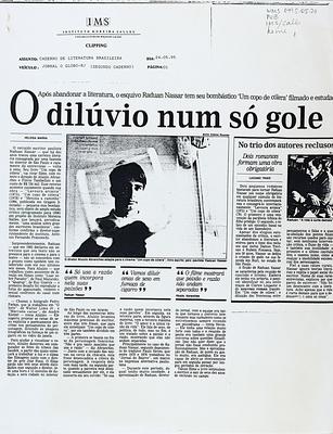 Recorte de notícia intitulada "O dilúvio num só gole"