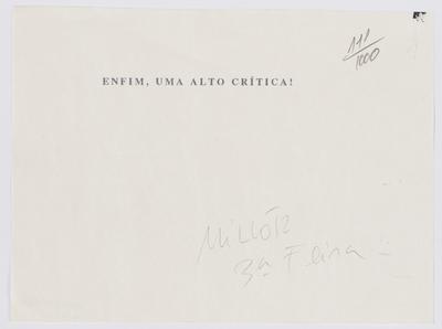 Enfim, uma alto crítica!