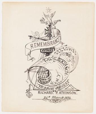 Remembrances Voyages Sketched by Thom.s C. Atkinson, drawn and presented as a wedding present, by Richard. P. Atkinson. 24th March 1874
