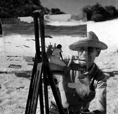 José Pancetti pintando na lagoa de Abaeté