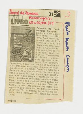 Poemas de Paulo Mendes Campos...