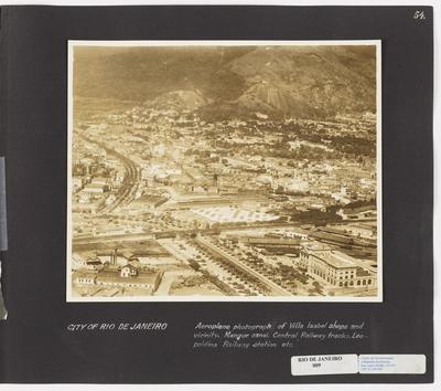 Oficinas e arredores de Vila Isabel, Canal do Mangue, trilhos da Ferrovia Central e Estação Ferroviária Leopoldina - tomada de avião