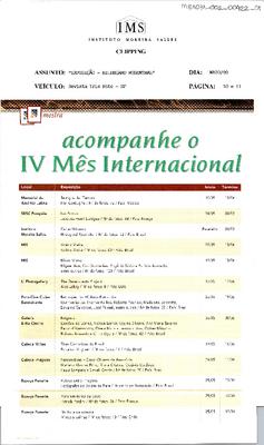 Acompanhe o IV Mês Internacional