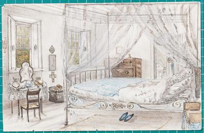 "The Spot" - My Bedroom looking towards Mrs. [ilegível] room - 25. August 1854