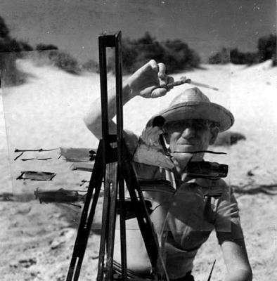 José Pancetti pintando na lagoa de Abaeté