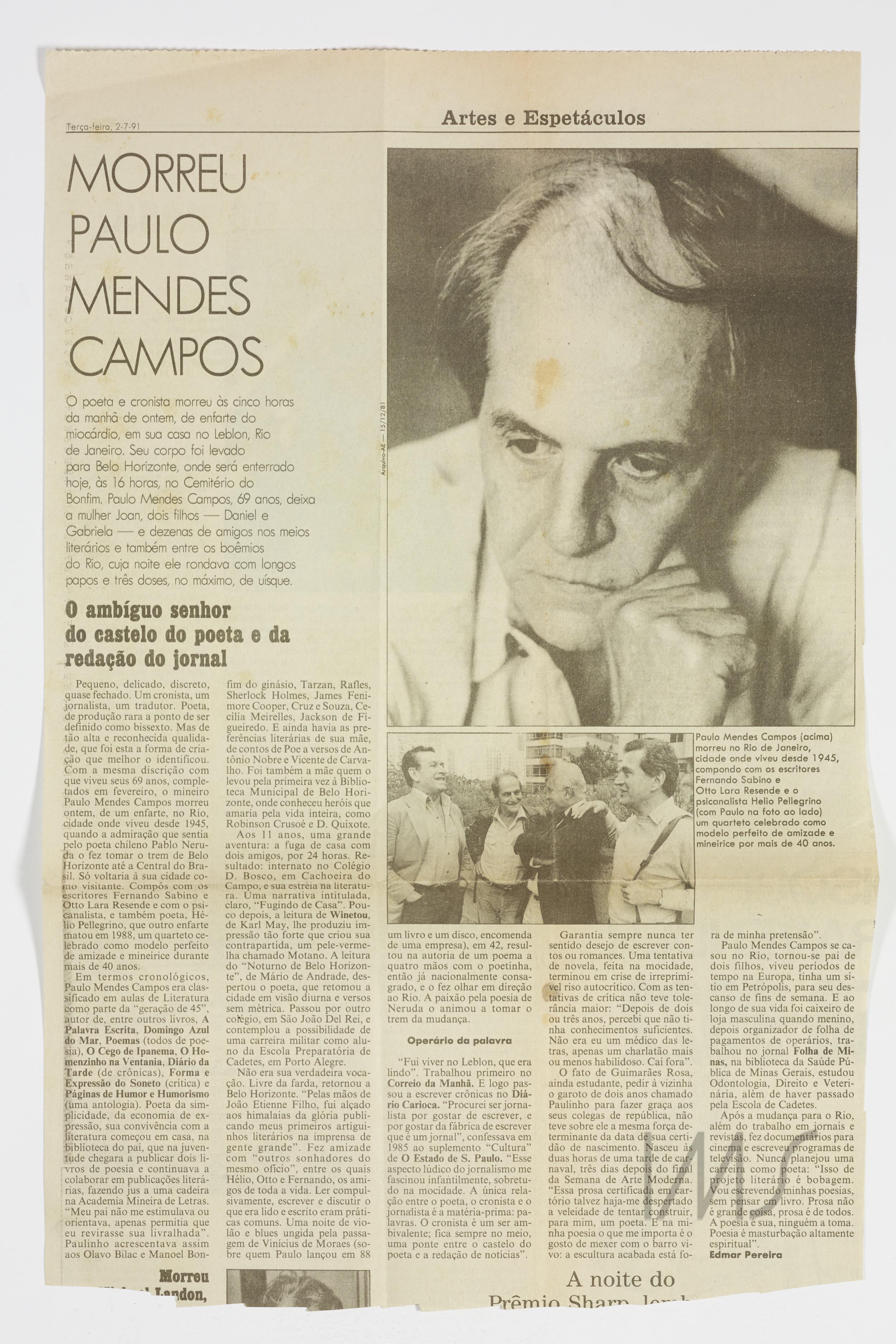 Morreu Paulo Mendes Campos