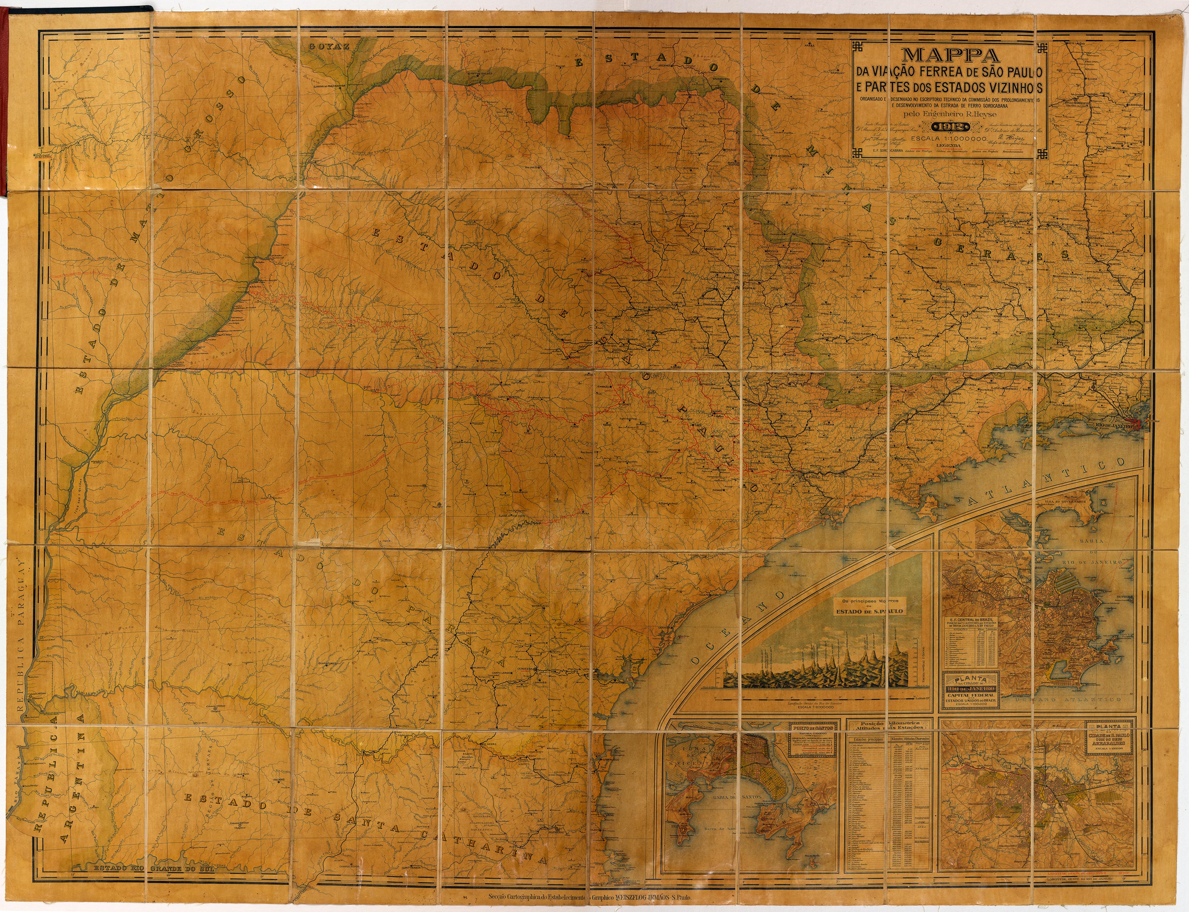 Mappa da Viação Ferrea de São Paulo e Partes dos Estados Vizinhos