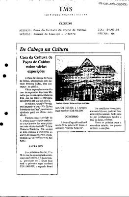 De cabeça na Cultura: Casa da Cultura de Poços de Caldas reúne várias ;exposições
