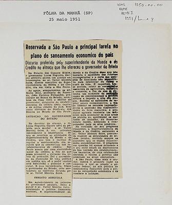 Reservada a São Paulo a principal tarefa no plano de saneamento econômico do país