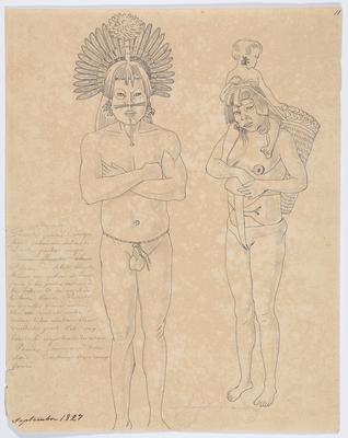 Homem, mulher e criança Bororo