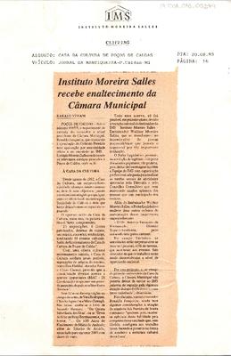 Instituto Moreira Salles recebe enaltecimento da Câmara Municipal